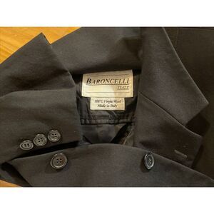Baroncelli Italy Blazer Men 44R Black 100% Virgin‎ Wool